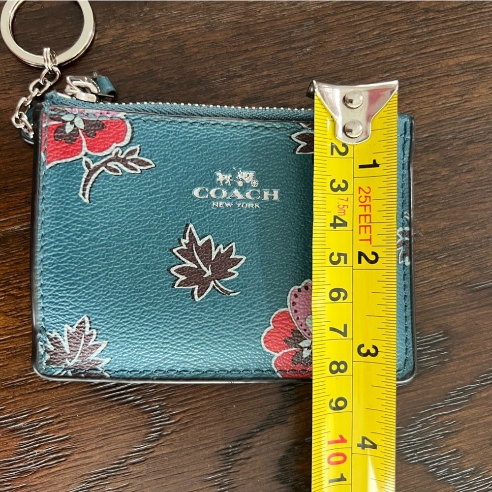 Coach Dark Teal & Wildlfower Mini Skinny ID Case - Picture 3 of 6